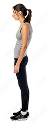 woman standing with bad back posture