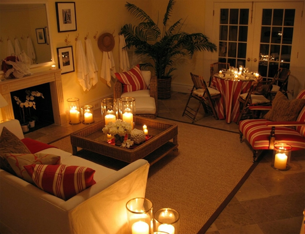 shows the comfortable ambience available with a massage at home Warmly lit home interior showing the relaxing atmosphere and privacy of receiving a mobile massage therapy session at home