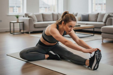 woman doing hamstring stretch to help with time under tension exercises